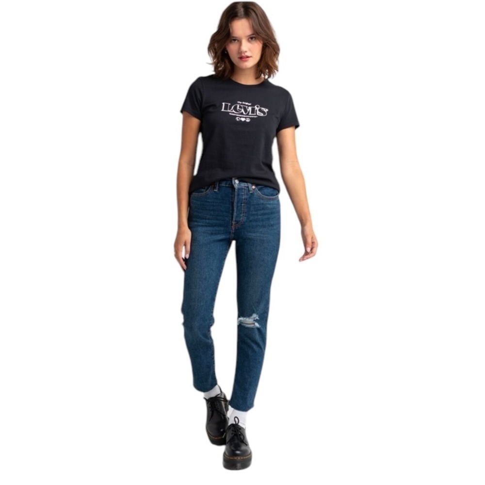 Levi’s Wedgie Fit Straight Jean Distressed Mid Rise Button Fly Size 27 #333
